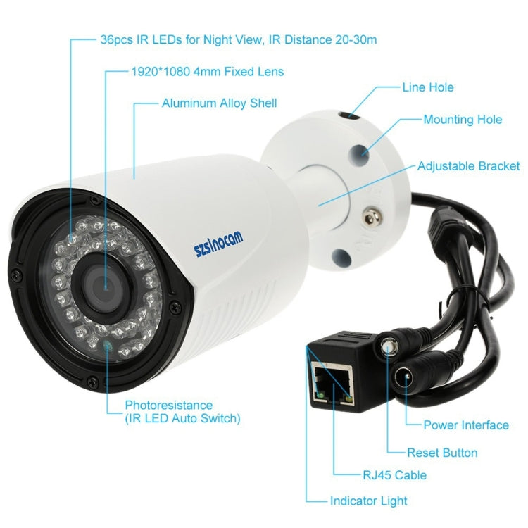 szsinocam SN-IPC-7029CSW HD 1080P 2.0MP P2P IP Camera Wireless WiFi Smart Security Camera, Support Monitor Detection & IR Night Vision & Mobile Phone Remote Control(White)