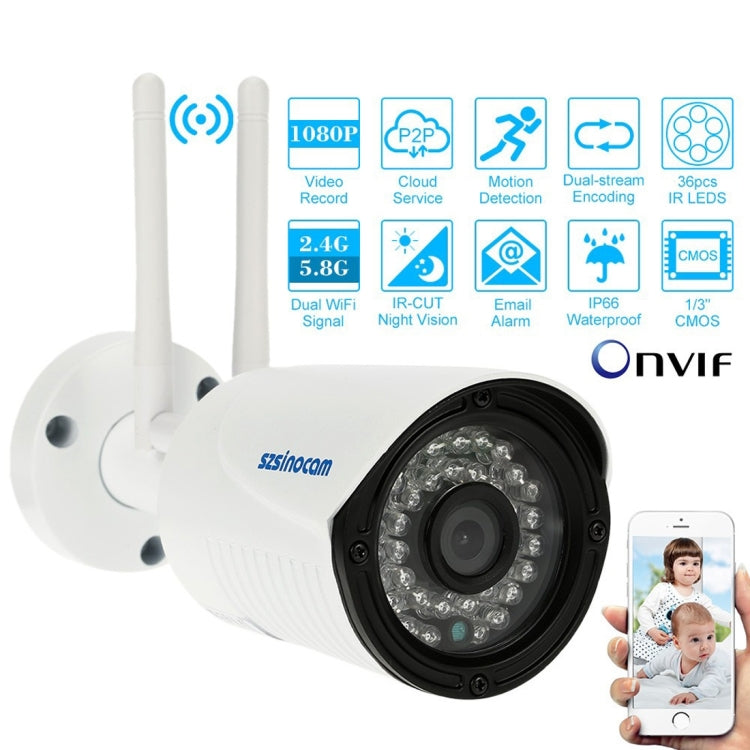szsinocam SN-IPC-7029CSW HD 1080P 2.0MP P2P IP Camera Wireless WiFi Smart Security Camera, Support Monitor Detection & IR Night Vision & Mobile Phone Remote Control(White)
