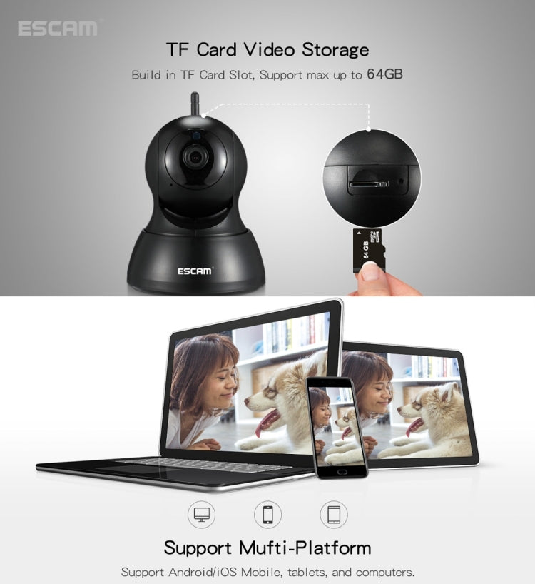 ESCAM QF007 1/4 inch  PTZ WiFi IP Camera, Support Motion Detection / Night Vision, IR Distance: 10m
