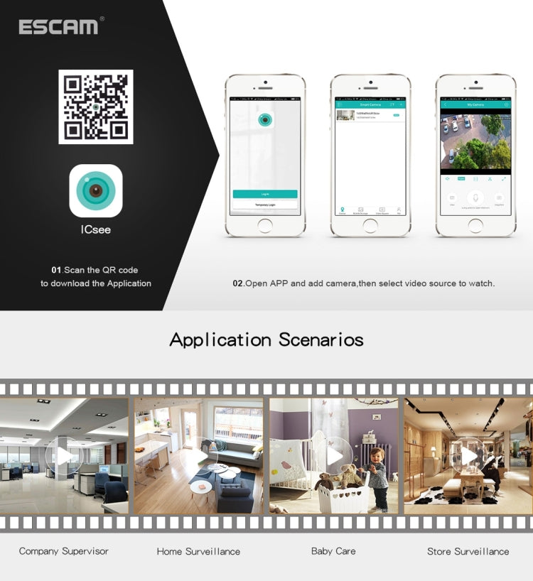 ESCAM QF007 1/4 inch  PTZ WiFi IP Camera, Support Motion Detection / Night Vision, IR Distance: 10m