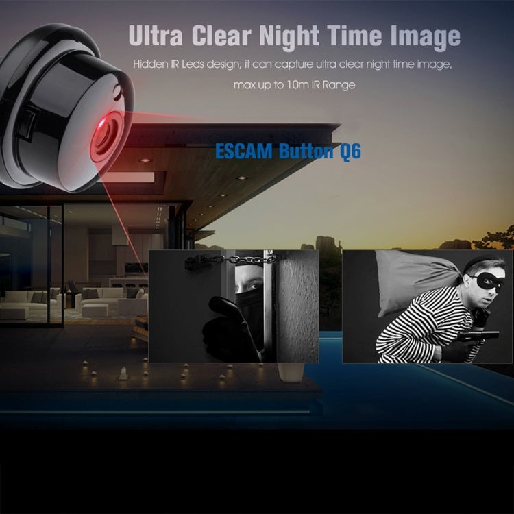 ESCAM Button Q6 1/4 inch 1.0MP WiFi IP Camera, Support Motion Detection