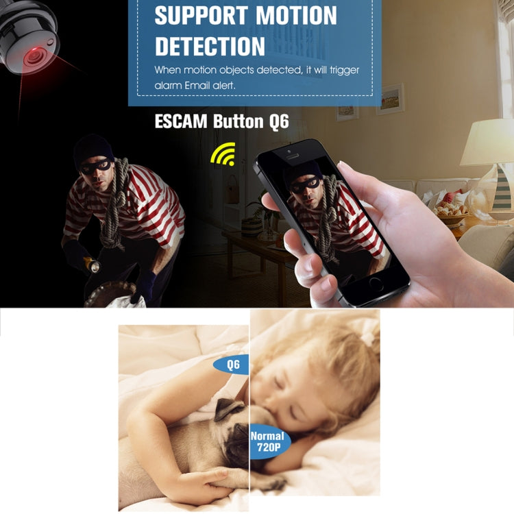ESCAM Button Q6 1/4 inch 1.0MP WiFi IP Camera, Support Motion Detection