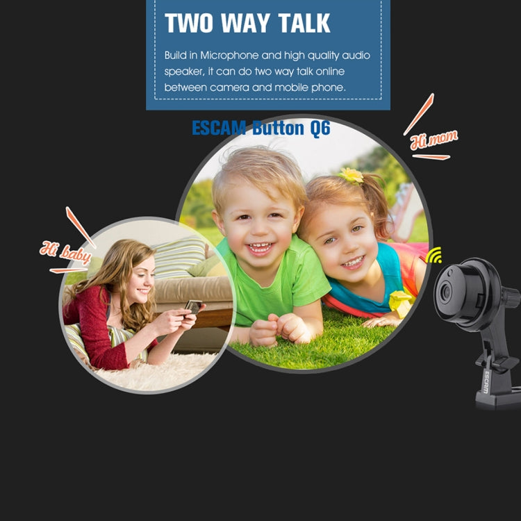 ESCAM Button Q6 1/4 inch 1.0MP WiFi IP Camera, Support Motion Detection