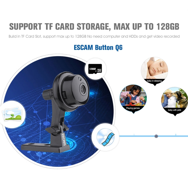 ESCAM Button Q6 1/4 inch 1.0MP WiFi IP Camera, Support Motion Detection