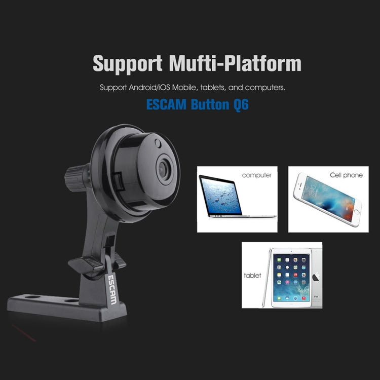 ESCAM Button Q6 1/4 inch 1.0MP WiFi IP Camera, Support Motion Detection