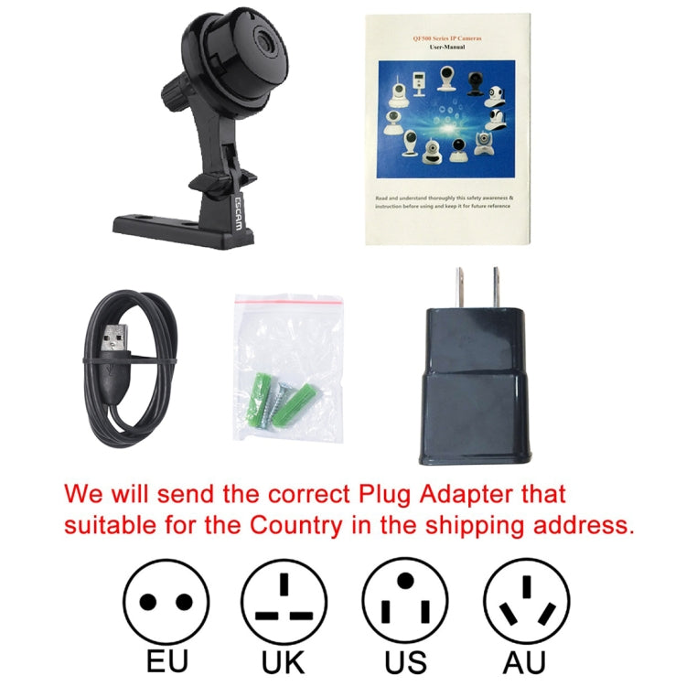 ESCAM Button Q6 1/4 inch 1.0MP WiFi IP Camera, Support Motion Detection