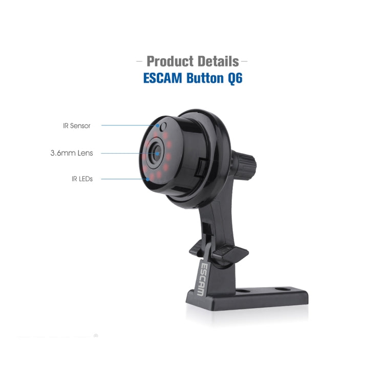 ESCAM Button Q6 1/4 inch 1.0MP WiFi IP Camera, Support Motion Detection