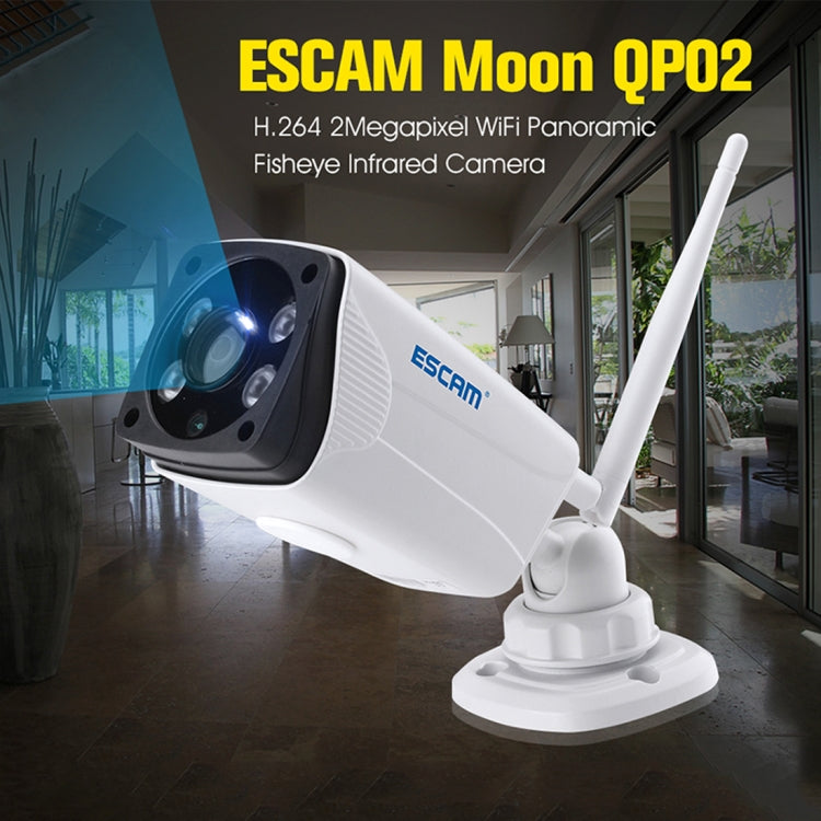 ESCAM Moon QP02 1/4 inch 1080P 2.0MP WiFi IP PTZ Camera, Support Motion Detection / Night Vision, IR Distance: 10m