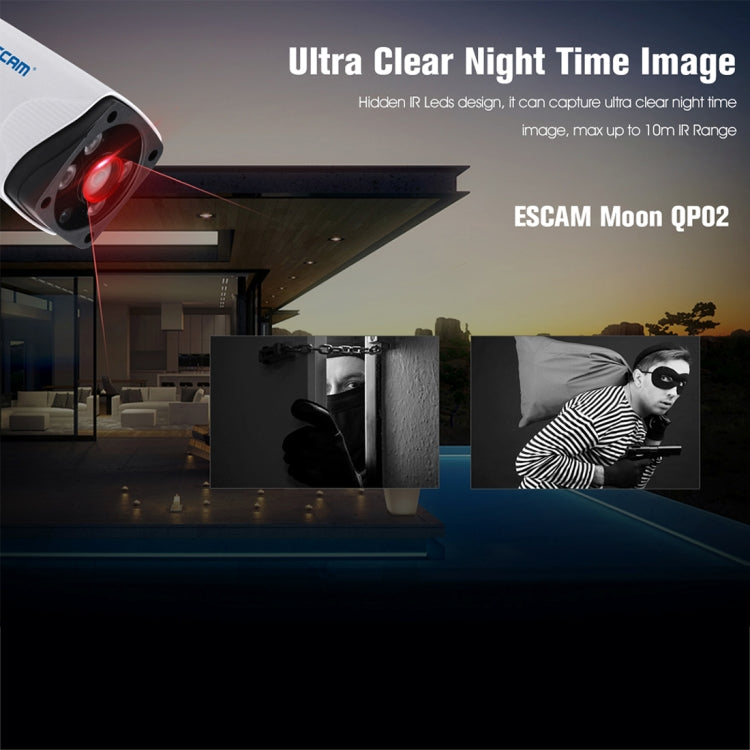 ESCAM Moon QP02 1/4 inch 1080P 2.0MP WiFi IP PTZ Camera, Support Motion Detection / Night Vision, IR Distance: 10m