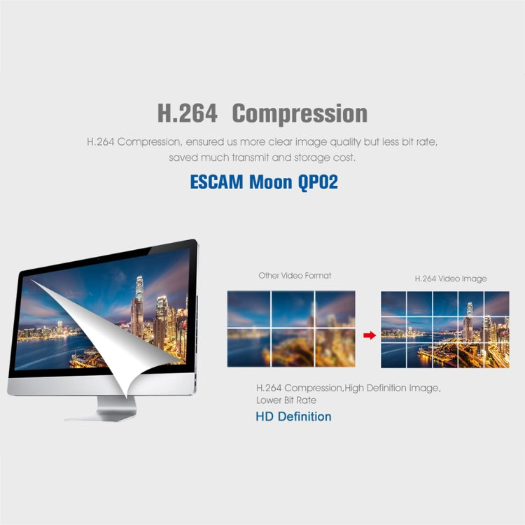 ESCAM Moon QP02 1/4 inch 1080P 2.0MP WiFi IP PTZ Camera, Support Motion Detection / Night Vision, IR Distance: 10m