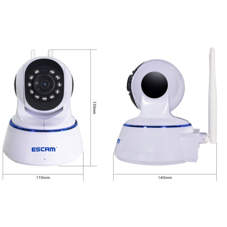 ESCAM QF003 1/4 inch 1080P 2.0MP WiFi IP PTZ Camera, Support Motion Detection / Night Vision, IR Distance: 5-10m