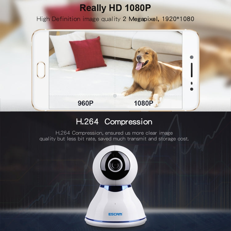 ESCAM Sunny QF507 1/4 inch 1080P 2.0MP WiFi IP PTZ Camera, Support Motion Detection / Night Vision, IR Distance: 10m
