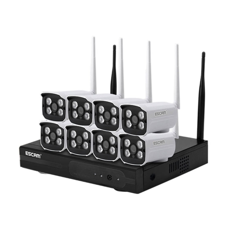 ESCAM WNK803 8CH 1080P 1/4 inch CMOS 2.0 Mega Pixel WiFi Bullet IP Camera NVR Kits, Support Night Vision / Motion Detection
