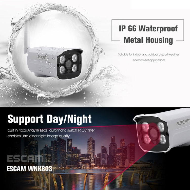 ESCAM WNK803 8CH 1080P 1/4 inch CMOS 2.0 Mega Pixel WiFi Bullet IP Camera NVR Kits, Support Night Vision / Motion Detection