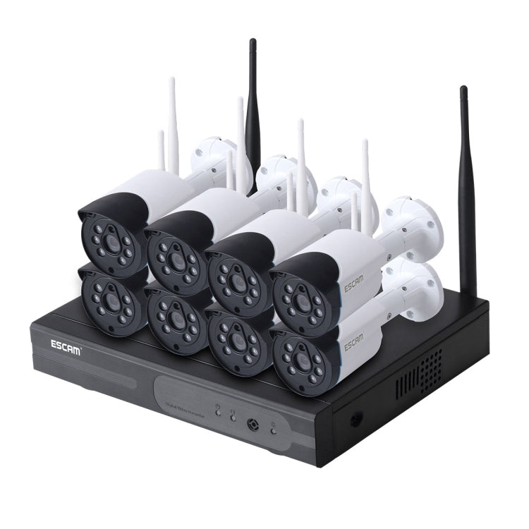 ESCAM WNK804 8CH 1080P 1/4 inch CMOS 2.0 Mega Pixel WiFi Bullet IP Camera NVR Kits, Support Night Vision / Motion Detection