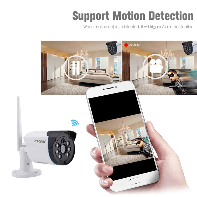 ESCAM WNK804 8CH 1080P 1/4 inch CMOS 2.0 Mega Pixel WiFi Bullet IP Camera NVR Kits, Support Night Vision / Motion Detection