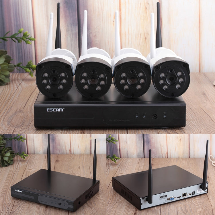 ESCAM WNK804 8CH 1080P 1/4 inch CMOS 2.0 Mega Pixel WiFi Bullet IP Camera NVR Kits, Support Night Vision / Motion Detection