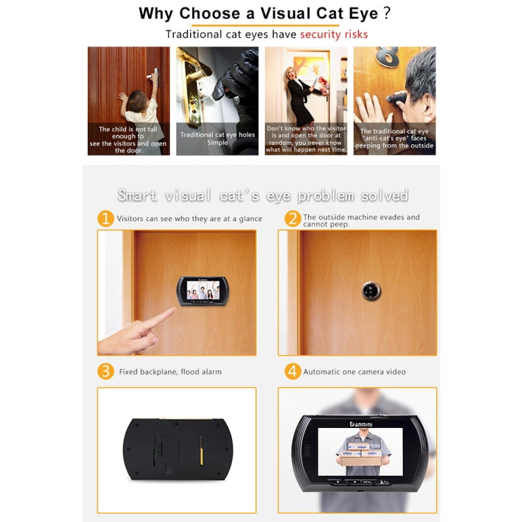 YB-45AHD-M 4.5 Inch Motion Detection Camera Video Smart Digital Door Viewer