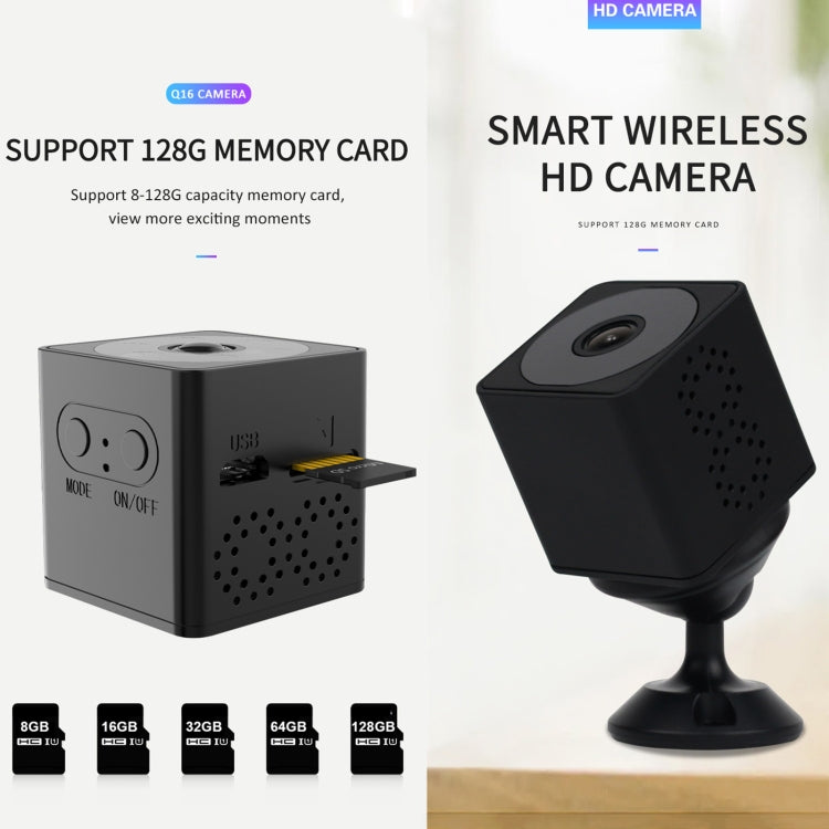 Q16 Mini WiFi Wireless Network Action Camera Wide-angle Recorder with Night Vision and Motion Detection  - Black