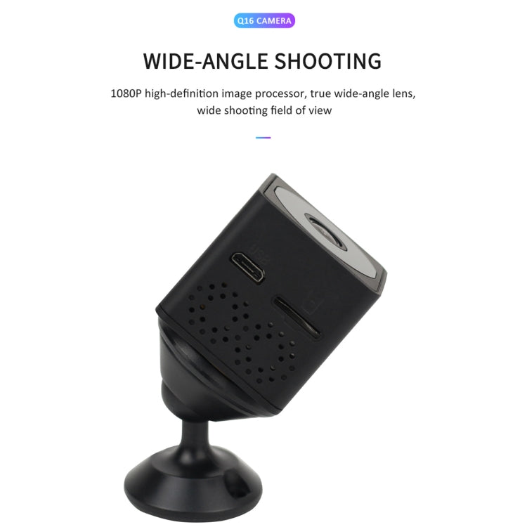 Q16 Mini WiFi Wireless Network Action Camera Wide-angle Recorder with Night Vision and Motion Detection  - Black