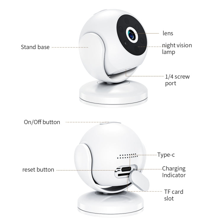 A5 Portable Mini 4K HD Camera Night Vision Home Security Micro Camcorder  - White