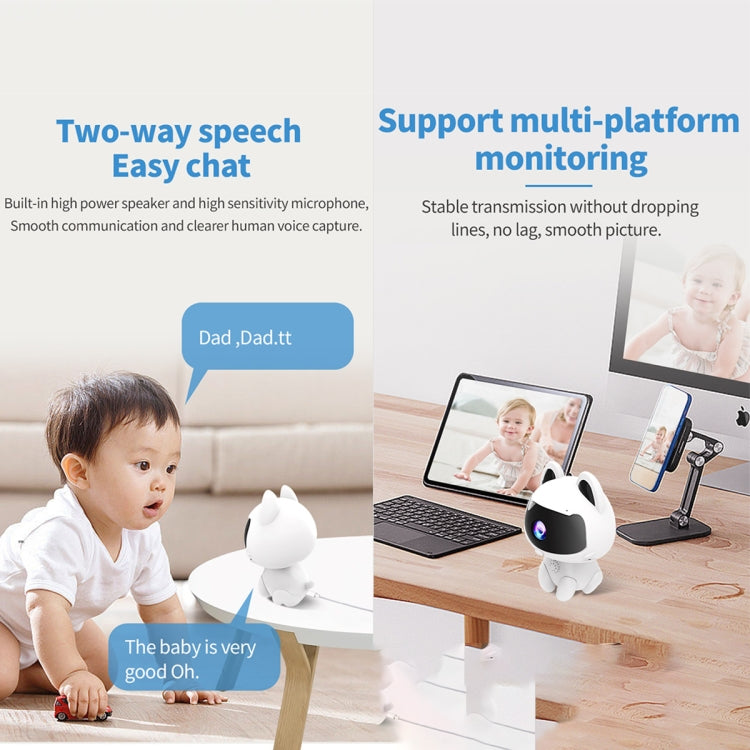 K9 Cute Pets Smart Home Camera, Support Night Vision & Two-way Voice & Motion Detection  - White