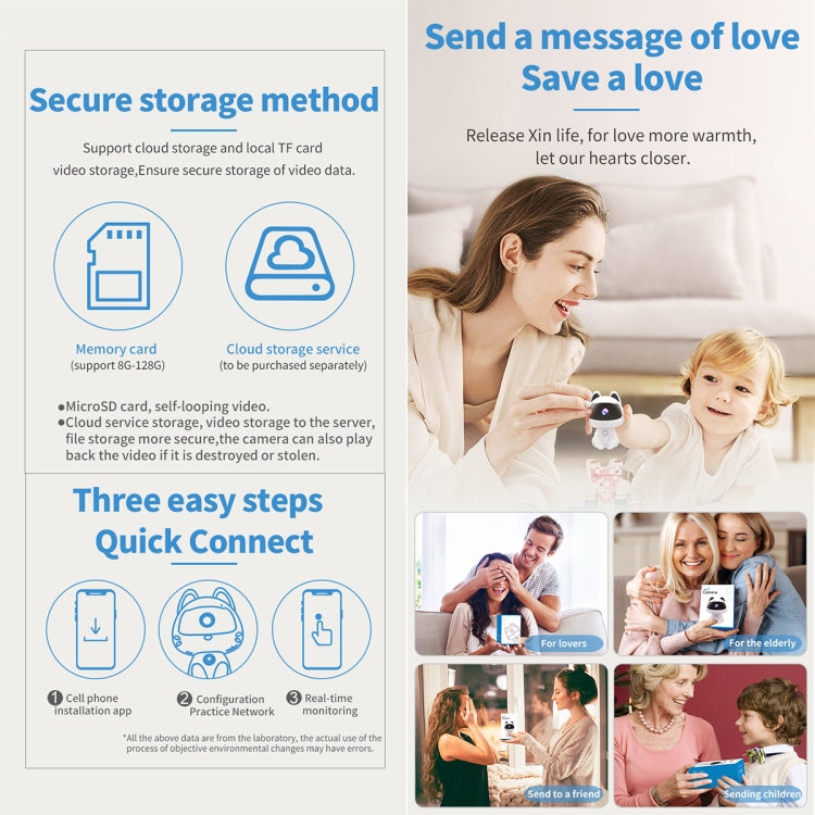 K9 Cute Pets Smart Home Camera, Support Night Vision & Two-way Voice & Motion Detection  - White