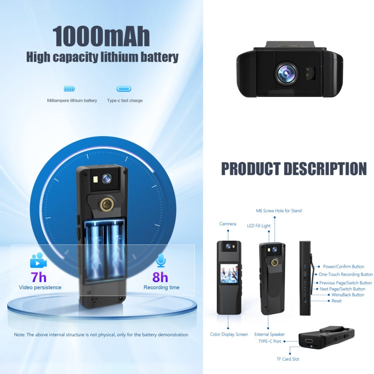 L12 180 Degrees Rotation Conference Video Recording Camera Mini HD 720P WiFi Camera  - Black