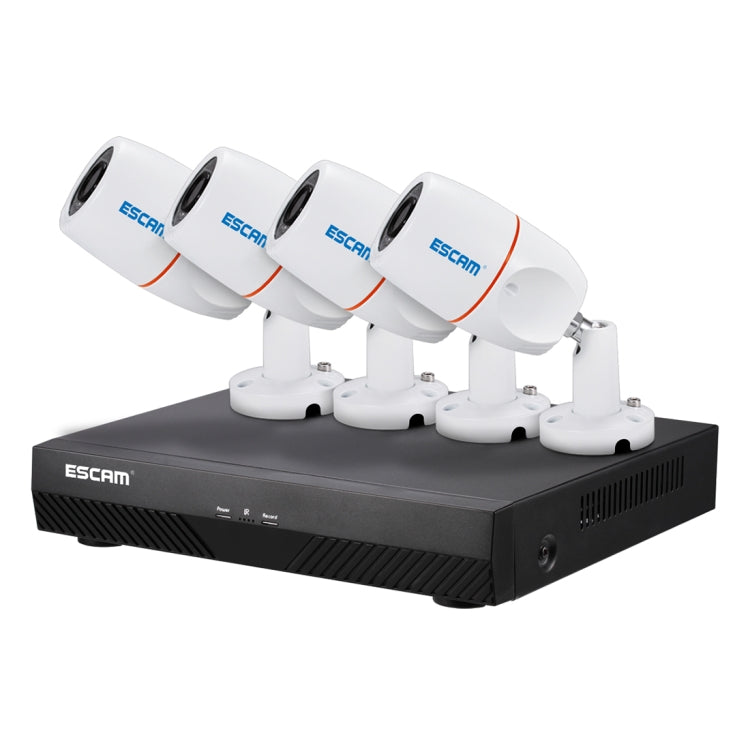 ESCAM PNK405 NVR Kits HD 1080P 4 Channel Security System Waterproof IR Camera, Support Night Vision, IR Distance: 10m