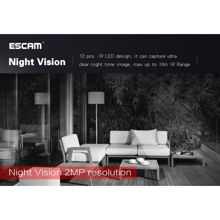 ESCAM PNK405 NVR Kits HD 1080P 4 Channel Security System Waterproof IR Camera, Support Night Vision, IR Distance: 10m