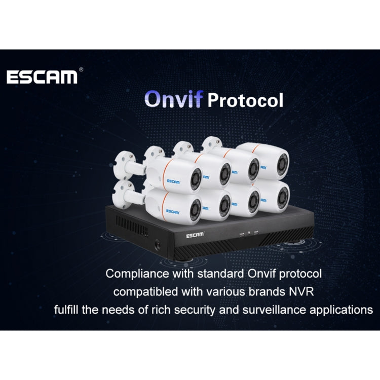 ESCAM PNK805 NVR Kits HD 1080P 8 Channel Security System Waterproof IR Camera, Support Night Vision / Motion Detection, IR Distance: 10m