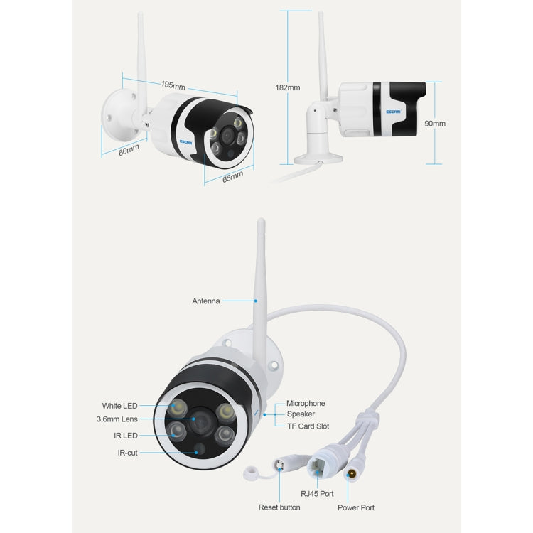 ESCAM QF508 Waterproof 2-way Audio Surveillance Security HD 1080P Wireless Wifi IP Bullet Camera, Support Night Vision / Motion Detection, IR Distance: 10m