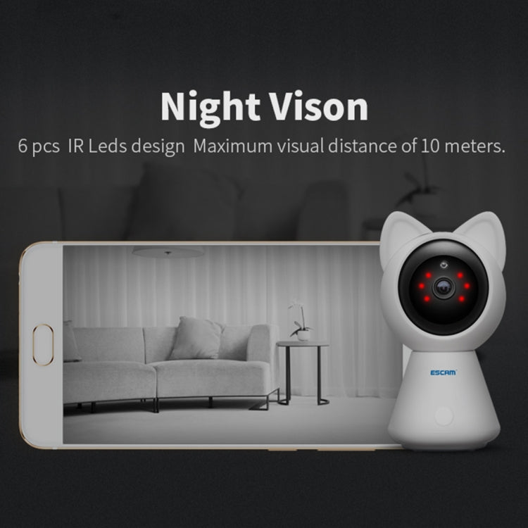 ESCAM QF509 Indoor 2-way Audio Tilt HD 1080P Wireless Wifi IP IR Camera, Support Night Vision / Motion Detection, IR Distance: 10m