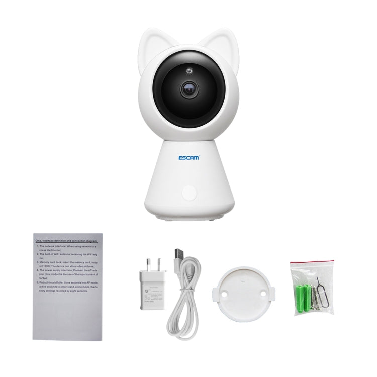 ESCAM QF509 Indoor 2-way Audio Tilt HD 1080P Wireless Wifi IP IR Camera, Support Night Vision / Motion Detection, IR Distance: 10m