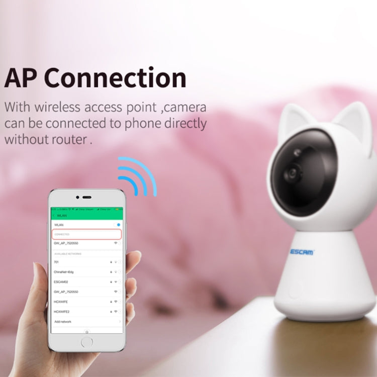 ESCAM QF509 Indoor 2-way Audio Tilt HD 1080P Wireless Wifi IP IR Camera, Support Night Vision / Motion Detection, IR Distance: 10m
