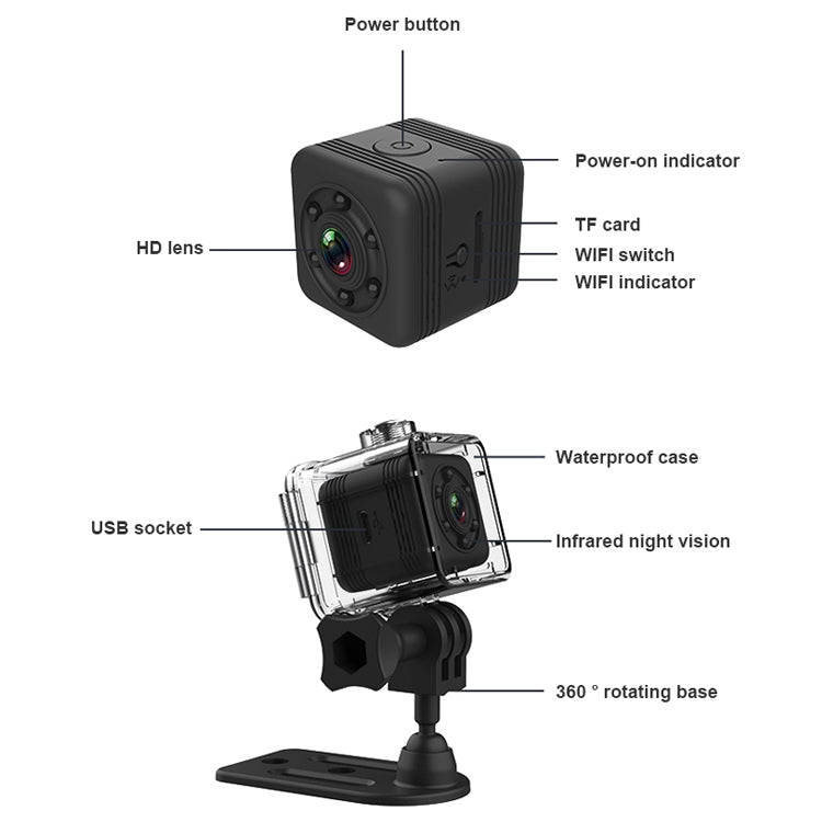 SQ29 640P HD Smart Home WiFi Camera, Support WiFi Hotspot & Night Vision & TF Card