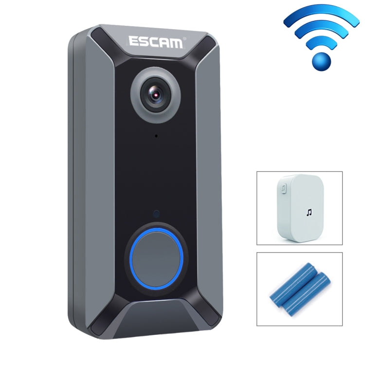 ESCAM V6 720P 2.6mm 140 Degree Wide-angle Lens IP65 Waterproof Smart Wireless Video Doorbell with Battery & Chime, Support Infrared Night Vision & APP Push Notification & Free Cloud Storage