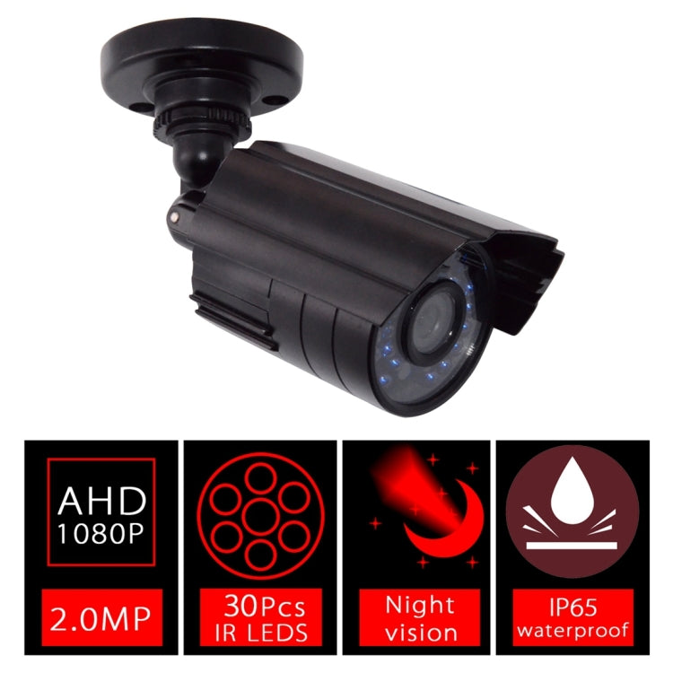 WQ-1002 2000TVL HD Anti-water Gun Type Analog 30 Light Infrared Camera(Black)