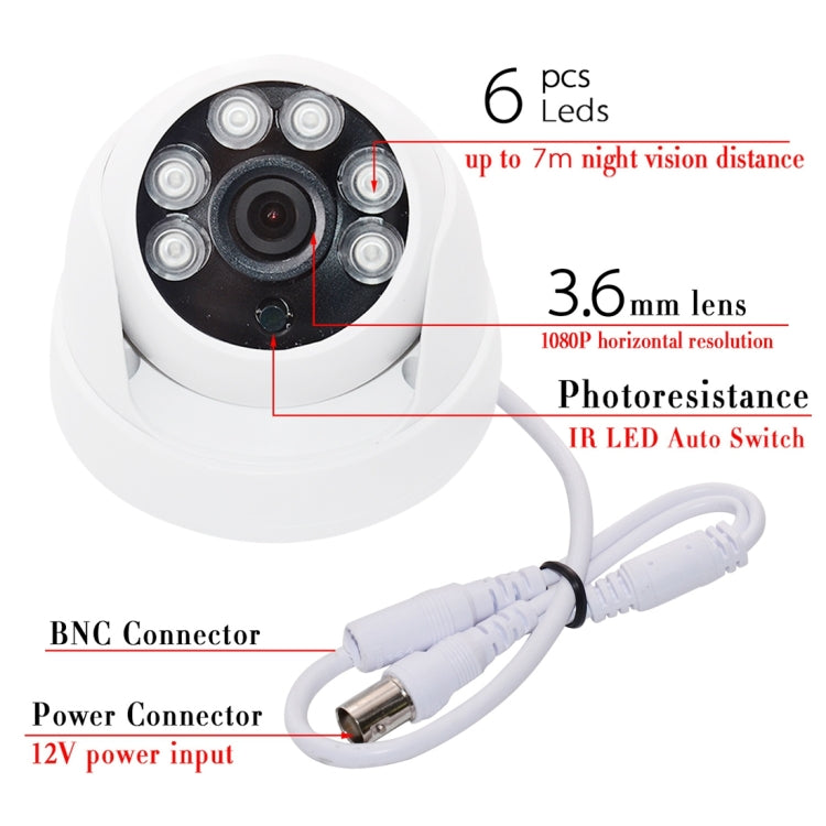 WQ-1003 HD Hemisphere Analog 6 Light Dot Array Infrared Camera(White)