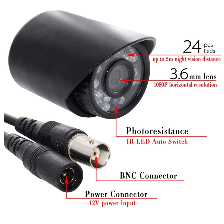 WQ-7002 HD Infrared Gun Type Analog 24 Lights Infrared Camera(Black)
