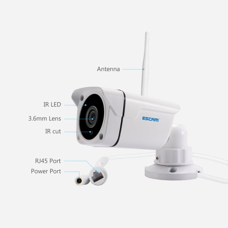 ESCAM PVR001 ONVIF HD 720P P2P Private Cloud IP66 Waterproof Security IP Camera, Support Night Vision / Motion Detection / TF Card (64GB Max), IR Distance: 10m,