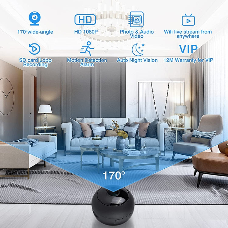 A12-5G 1080P Home Mini HD Infrared Night Vision 5G WiFi Video Camera with 32GB Memory Card(Black)