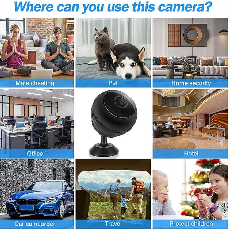 A12-5G 1080P Home Mini HD Infrared Night Vision 5G WiFi Video Camera with 128GB Memory Card(Black)