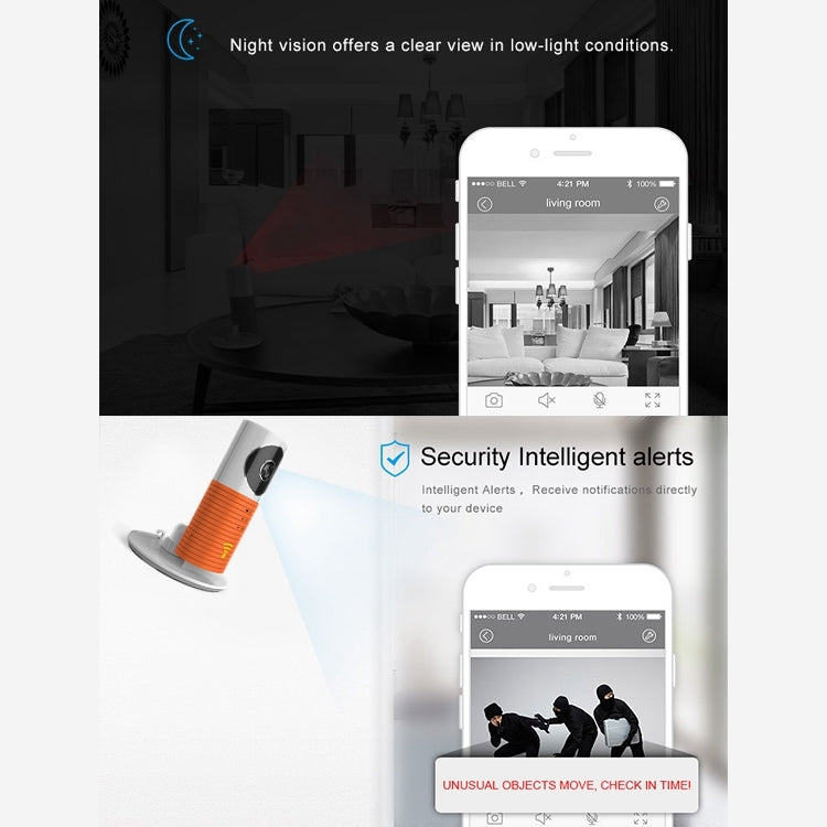 Automatically Enable Light Sensor Intelligent Home Wireless Wifi IP Camera, Support Video & Snapshot & Infrared Detect