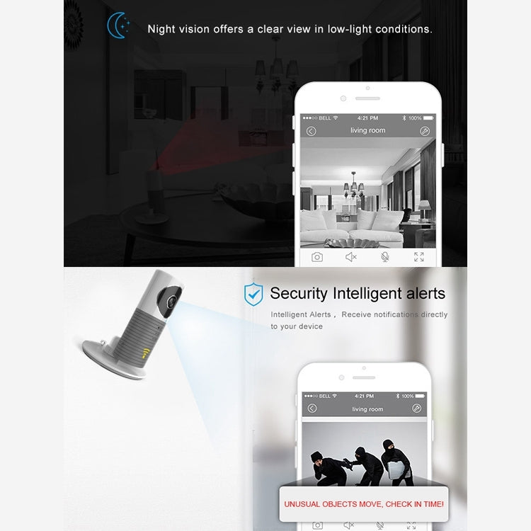 Automatically Enable Light Sensor Intelligent Home Wireless Wifi IP Camera, Support Video & Snapshot & Infrared Detect