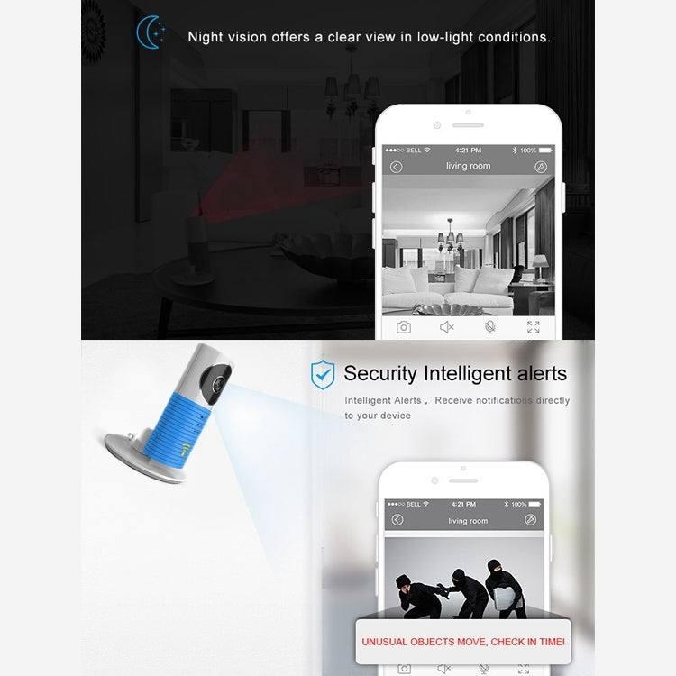 Automatically Enable Light Sensor Intelligent Home Wireless Wifi IP Camera, Support Video & Snapshot & Infrared Detect