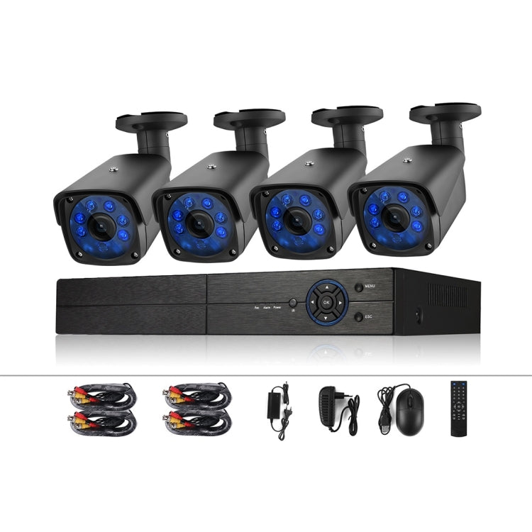 A4B3 / Kit 4CH 1080N Surveillance DVR System and 720P 1.0MP HD Weatherproof CCTV Bullet Camera, Support Infrared Night Vision & P2P & QR Code Scan Remote Access