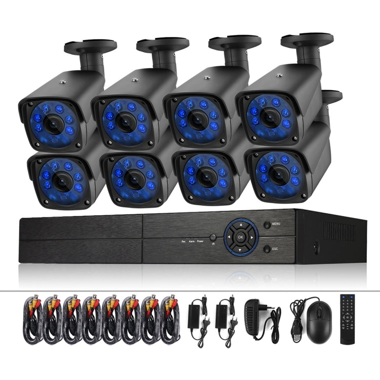 A8B3 / Kit 8CH 1080N Surveillance DVR System and 720P 1.0MP HD Weatherproof Bullet Camera, Support Infrared Night Vision & P2P & Phone Remote Monitor
