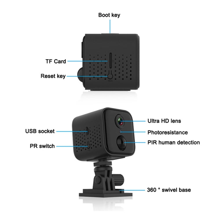 W20 1080P Household Smart Wifi Wireless Network Infrared Low Power Human Detection HD Camera(Black)