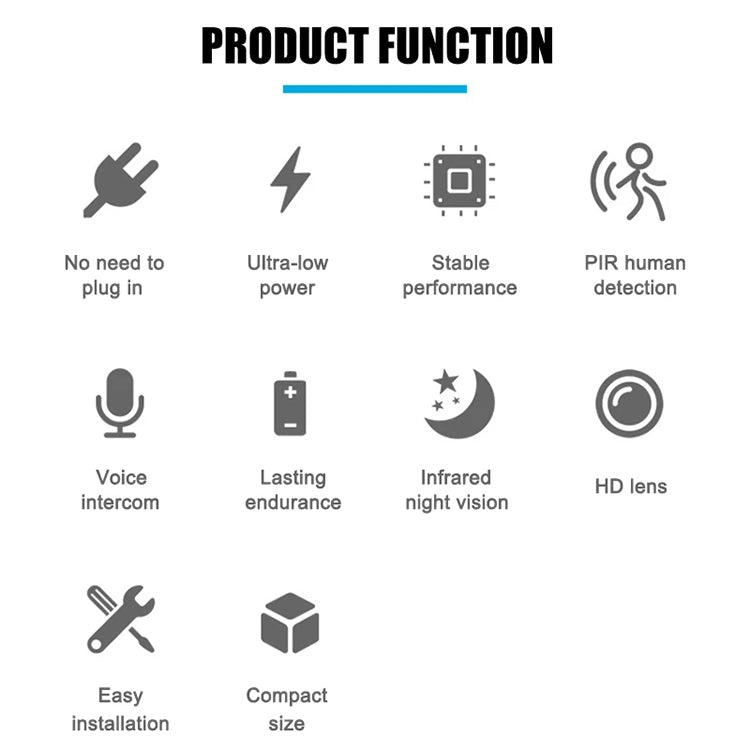 W20 1080P Household Smart Wifi Wireless Network Infrared Low Power Human Detection HD Camera(Black)